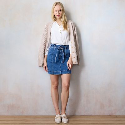 Women's LC Lauren Conrad Tie Waist Jean Mini Skirt