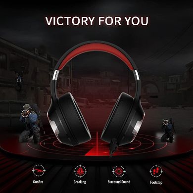 HECATE G33 Gaming Headset with Microphone, Gaming Headphones Low Latency Over Ear Headset with RGB Light, Noise Cancelling USB Wired Headset for PC/MAC/Laptop/PS4/PS5