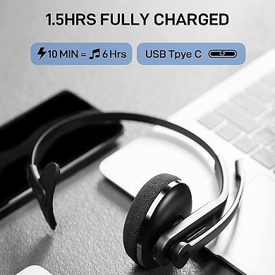 Edifier CC200 Bluetooth Headset with Noise Cancelling Microphone - Trucker Bluetooth Headset - HD Voice - 29hrs Talk Time - USB-C Cable - Multiple Calls Control - Ultralight Design - Black