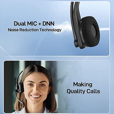 Edifier CC200 Bluetooth Headset with Noise Cancelling Microphone - Trucker Bluetooth Headset - HD Voice - 29hrs Talk Time - USB-C Cable - Multiple Calls Control - Ultralight Design - Black