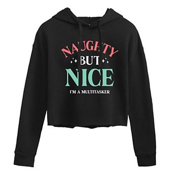 Juniors' Naughty But Nice Multitasker Cropped Hoodie