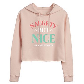 Juniors' Naughty But Nice Multitasker Cropped Hoodie