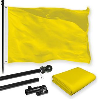G128 Combo Set: Flag Pole Black + Bracket 1 pk AND Yellow 150D 1 pk
