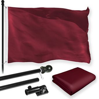 G128 Combo Set: Flag Pole Black + Bracket 1 pk AND Burgundy 150D 1 pk