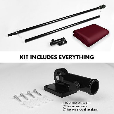 G128 Combo Set: Flag Pole Black + Bracket 1PK AND Burgundy 150D 1PK