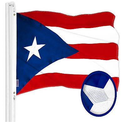 G128 Combo Set: American Emb 210D AND Puerto Rico Embroidered Polyester Flag, Brass Grommets