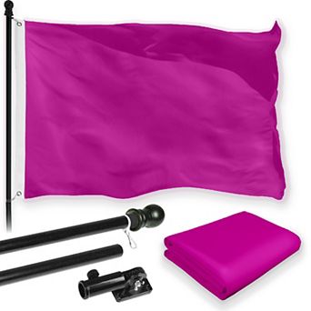 G128 Combo Set: Flag Pole Black + Bracket 1 pk AND Pink 150D 1 pk