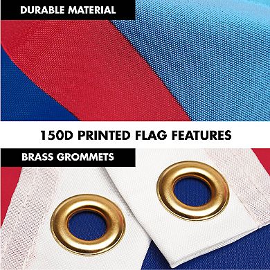 G128 Combo Set: Flag Pole Silver + Bracket 1PK AND Guam 150D 1PK