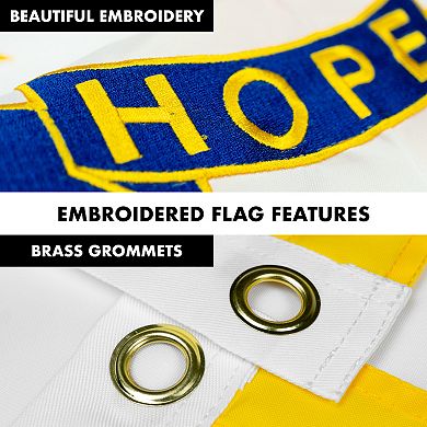 G128 Combo Set: Flag Pole White + Bracket AND Rhode Island Embroidered Polyester Flag, Brass Grommets