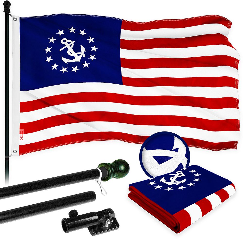 G128 Combo Set: Flag Pole Black + Bracket AND Nautical American ...