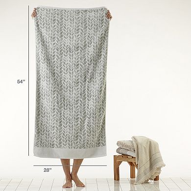 SKL Home Distressed Leaves Jacquard Bath Towel