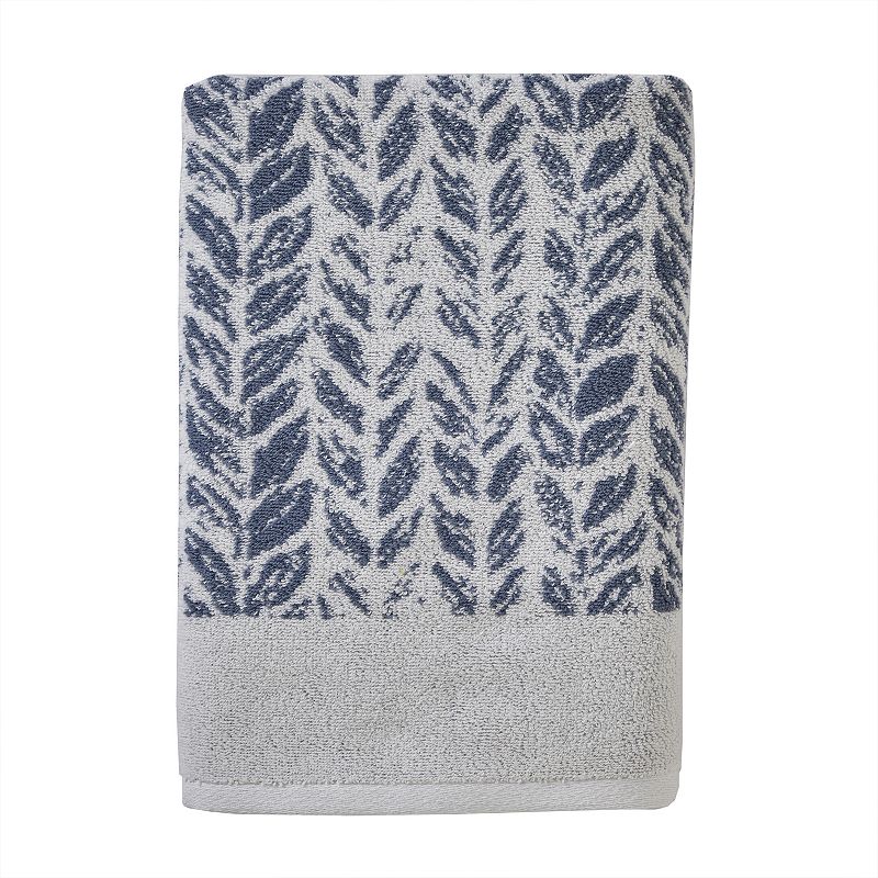 Allure Trefoil Filigree Reversible Jacquard Bath Towel Set, Blue, 6 Pc Set