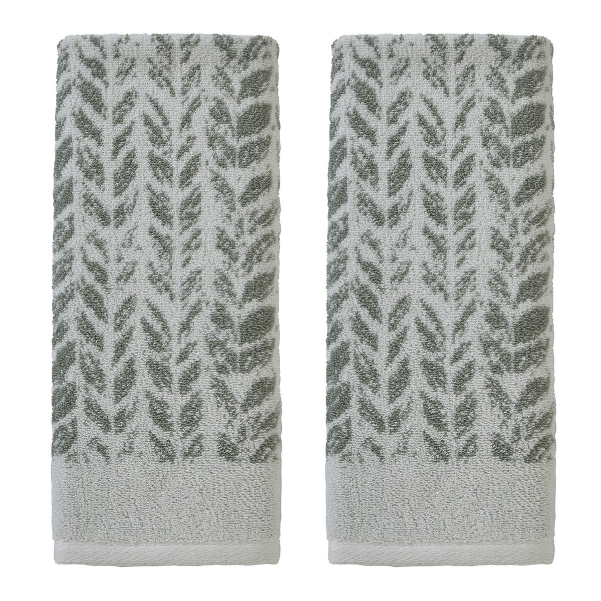 SKL Home Distressed Leaves Jacquard 2-Piece Hand Towel Set - Green
