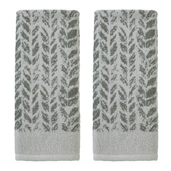 SKL Home Distressed Leaves Jacquard 2 pc Hand Towel Set