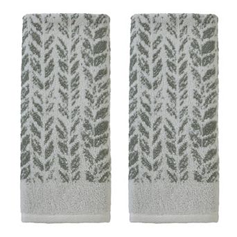 SKL Home Distressed Leaves Jacquard 2 pc Hand Towel Set