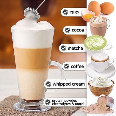 Zulay Kitchen Powerful Milk Frother Wand - FrothMate Mini Milk Frother Handheld Stainless Steel