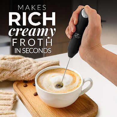 Zulay Kitchen Powerful Milk Frother Wand - FrothMate Mini Milk Frother Handheld Stainless Steel
