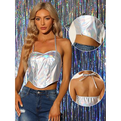 Women's Fashion Halter Neck Shiny Tank Camisoles