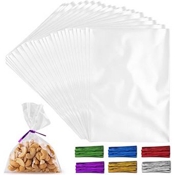 Zulay Kitchen Plastic Candy Bags with Ties for Goodie Bags (8'' x 10'' 200 Pack)