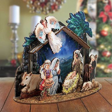 5.5" Nativity with Angel Décorative Village by D. Gelsinger - Nativity Holiday Décor