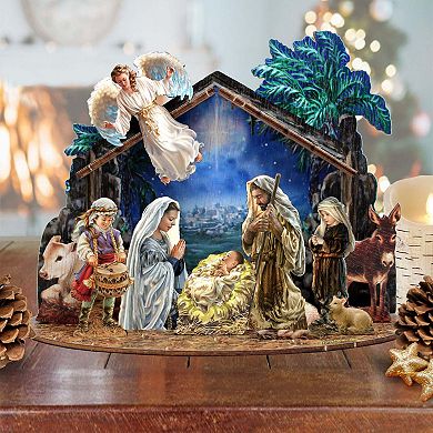 5.5" Nativity with Angel Décorative Village by D. Gelsinger - Nativity Holiday Décor