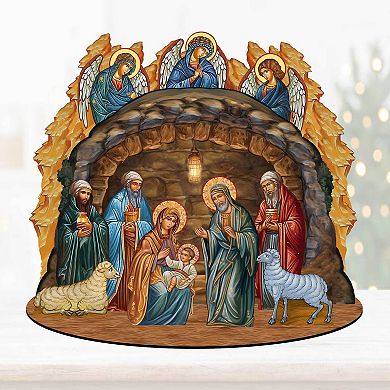 9" Nativity Scene with Angels Décorative Village by G. Debrekht - Nativity Holiday Décor