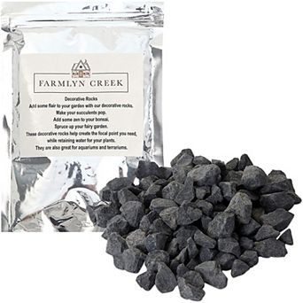 Black Rocks for Vases, Plants, Aquarium, Bonsai Tree, and Terrariums (2 Lbs)