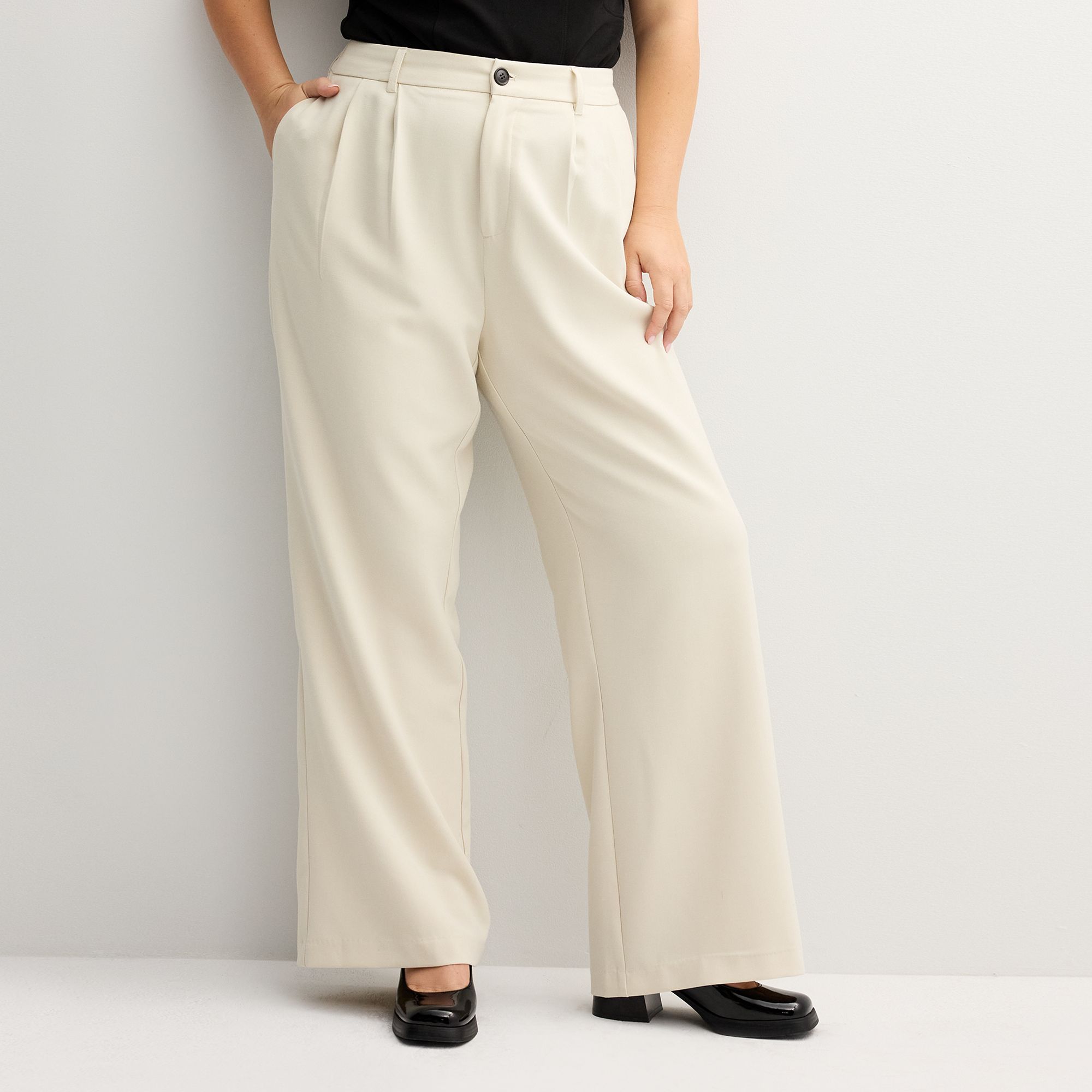 Juniors Plus Size SO® Wide Leg Trousers, Girls, Size: 1XL, Ivory