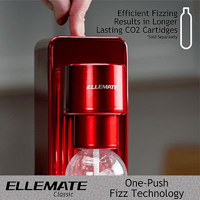 Ellemate Classic Carbonated Drink Maker, Seltzer Water with One-Push Fizz Technology, Cordless Carbonation for Bubbly Water