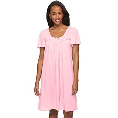 Petite Miss Elaine Essentials Silk Essence Tricot Short Sleeve Long  Nightgown