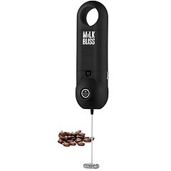 Zulay Powerful Black Milk Frother for Coffee with Upgraded Titanium Motor -  Handheld Frother Electric Whisk, Mini Mixer with Silver Original Heavy