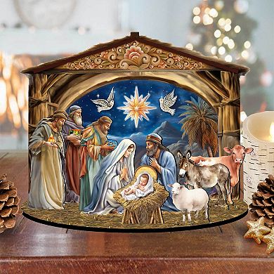 5.5" The Birth of Jesus Nativity Scene Décorative Village by G. Debrekht - Nativity Holiday Décor