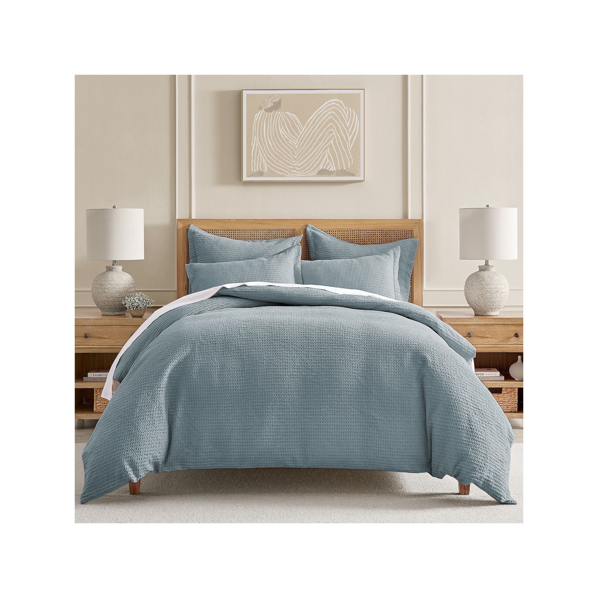 Levtex Home Cloud Waffle Duvet Cover Set, Chambray