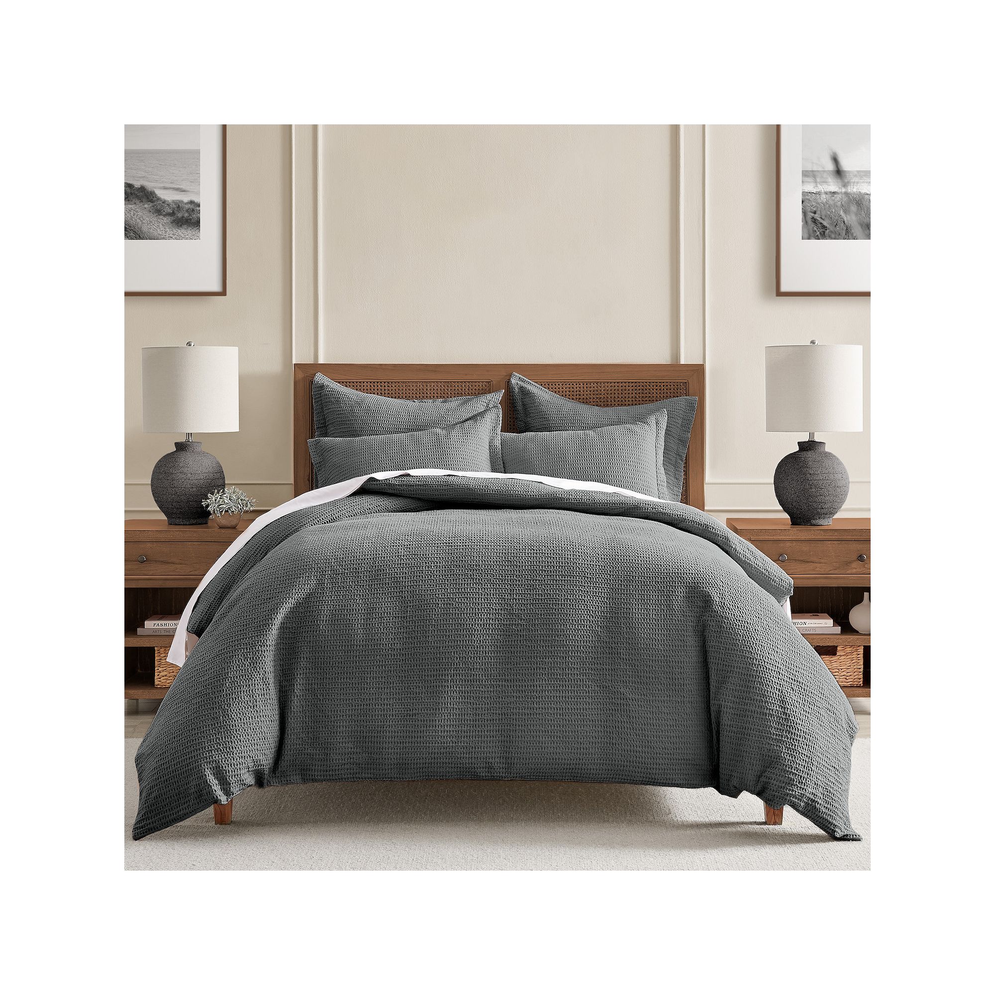 Levtex Home Cloud Waffle Duvet Cover Set, Grey