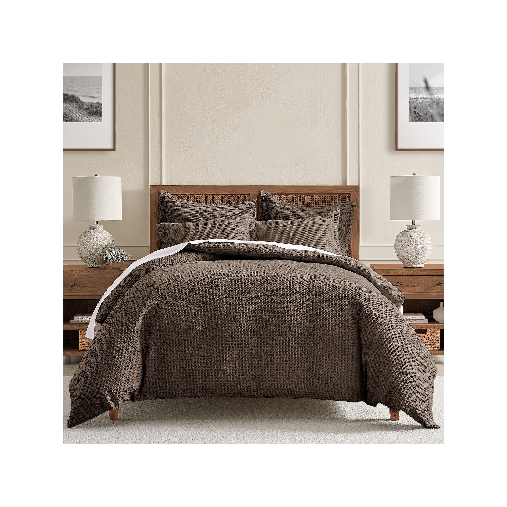 Levtex Home Cloud Waffle Duvet Cover Set, Brown