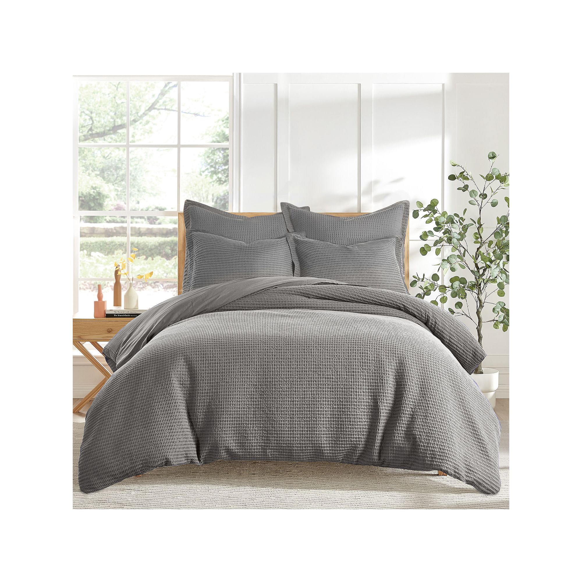 Levtex Home Cloud Waffle Duvet Cover Set, Gray