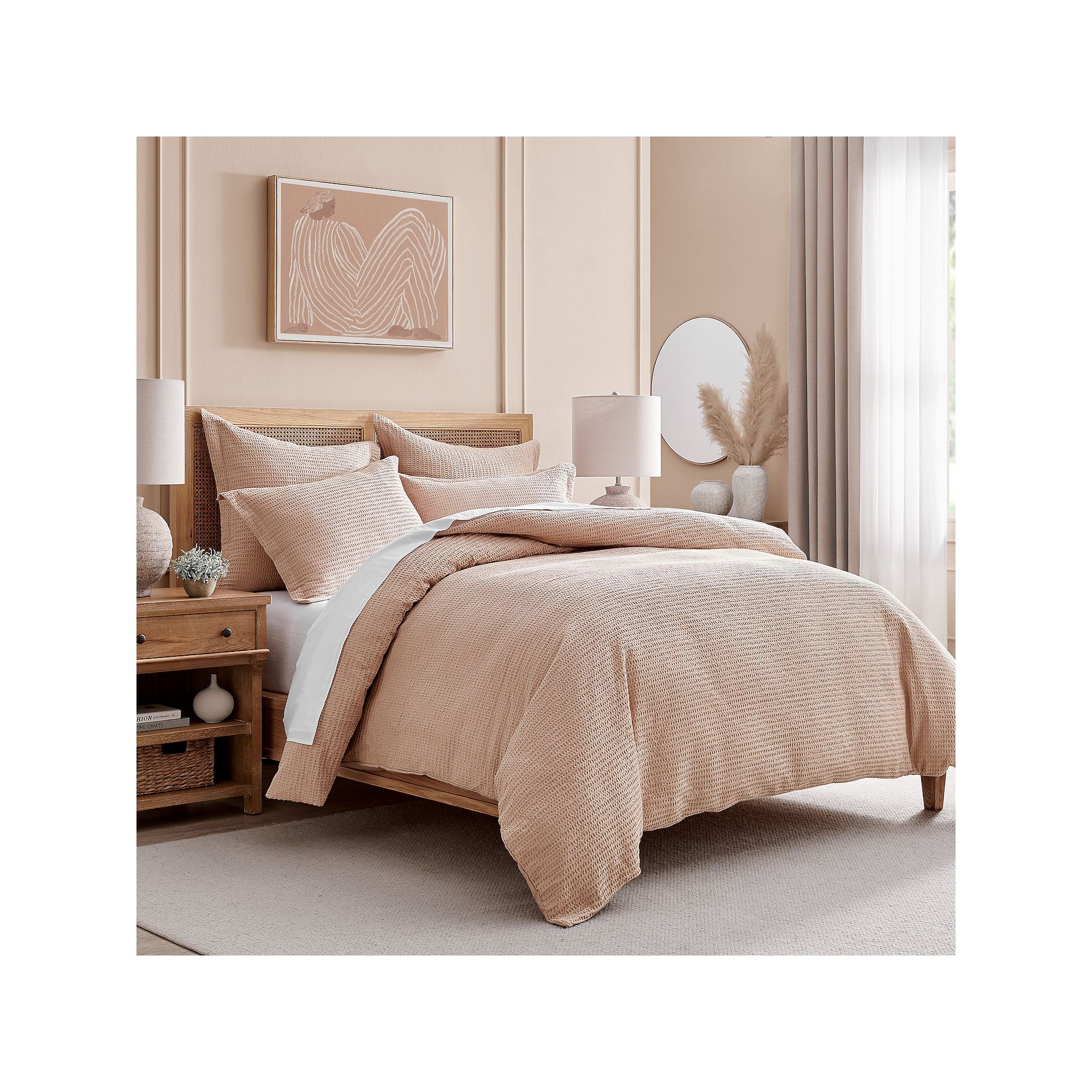 Levtex Home Cloud Waffle Duvet Cover Set, Pink