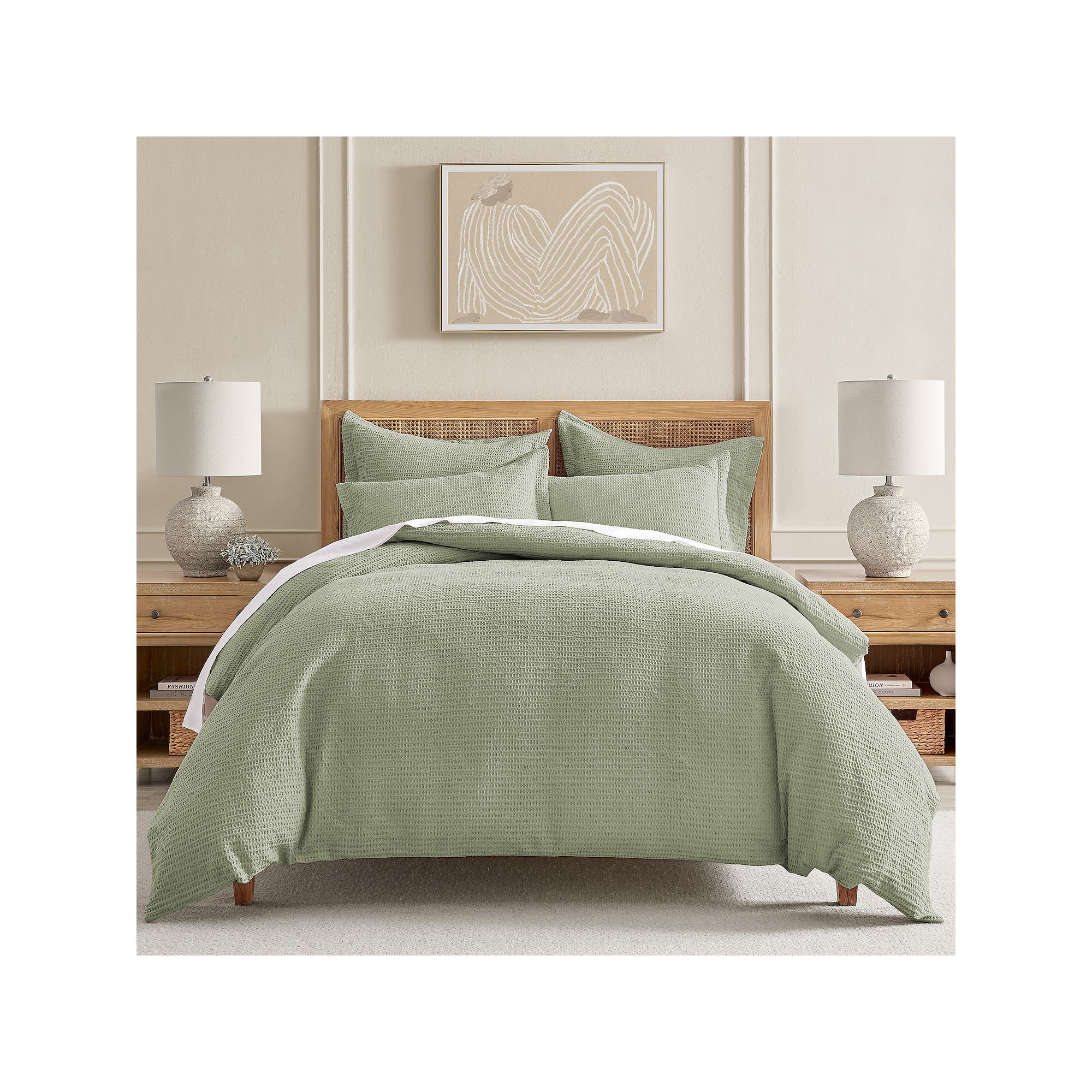 Levtex Home Cloud Waffle Duvet Cover Set, Green
