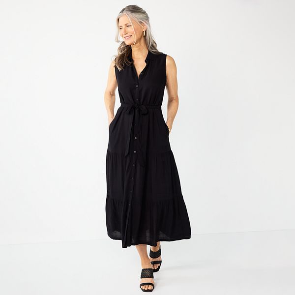 Women's Croft & Barrow® Sleeveless Maxi Shirtdress