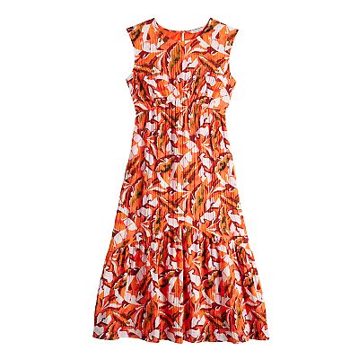 nine west tiered midi dress Petite Nine West Square Neck Tiered Midi Dress