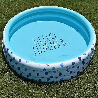 Rae Dunn 46" Hello Summer Aqua Poka Dot Mini Pool