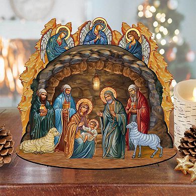 5.5" Nativity Scene with Angels Décorative Village by G. Debrekht - Nativity Holiday Décor