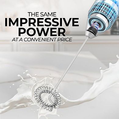 Zulay Kitchen Powerful Milk Frother Wand - FrothMate Mini Milk Frother Handheld Stainless Steel