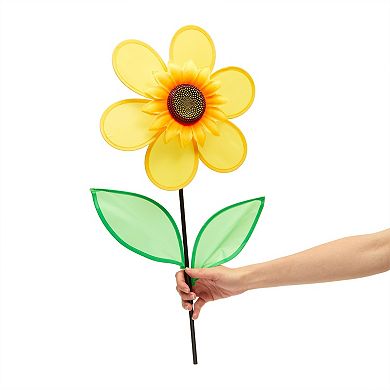 Sunflower Wind Spinners - 2-Pack Yellow Daisy Windmills For Garden Decor (14.17 Inch)