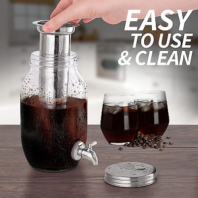 Zulay Kitchen 1.5 Liter Cold Brew Coffee Maker with Stainless Steel Mesh Filter