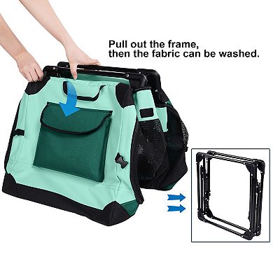 Folding Portable Pet Crate with Strong Steel Frame and Mesh Mat