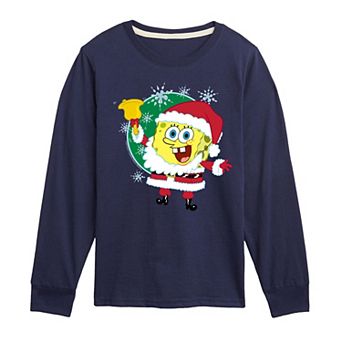 Boys 8-20 Nickelodeon Spongebob Squarepants Santa Long Sleeve Graphic Tee