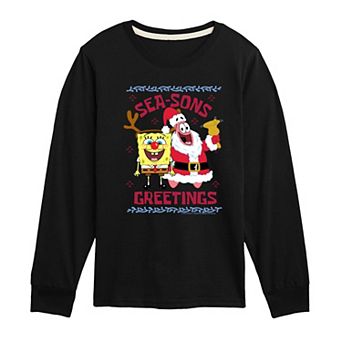 Boys 8-20 Nickelodeon Spongebob Squarepants Seasons Greetings Long Sleeve Graphic Tee