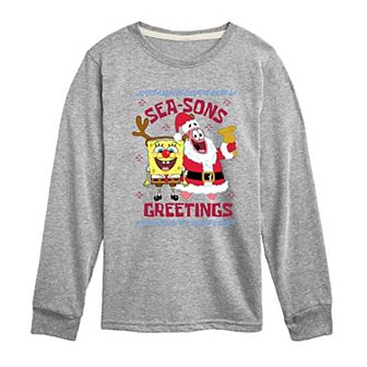 Boys 8-20 Nickelodeon Spongebob Squarepants Seasons Greetings Long Sleeve Graphic Tee