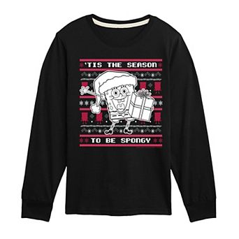Boys 8-20 Nickelodeon Spongebob Squarepants Christmas Long Sleeve Graphic Tee